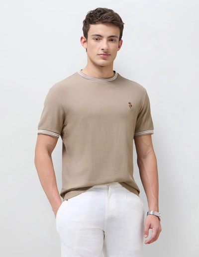 Brand Embroidered Slim Fit T-Shirt