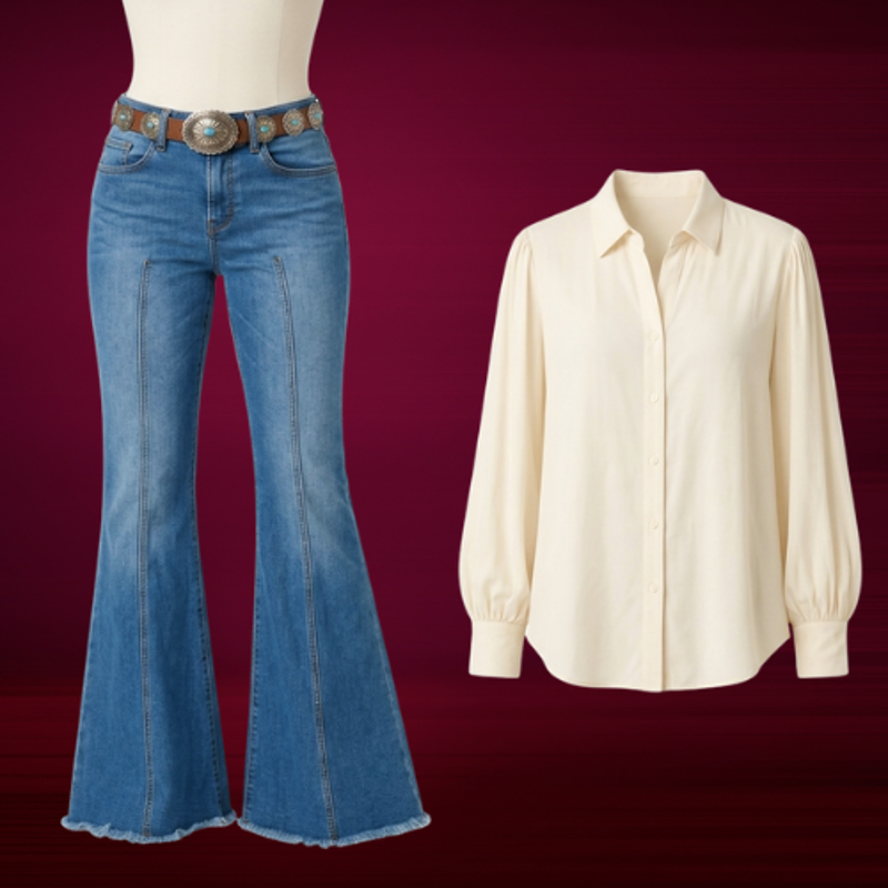Western Chic Flare Denim Co-ord Look for Women